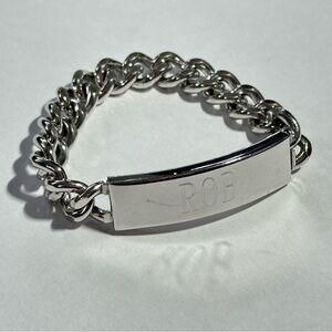 Speidel ‘Rob’ Sterling Stainless Name Mens ID Bracelet Vintage Grandpa Estate